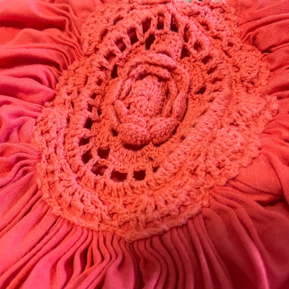 Sky coral maxi dress with embroidery at the top front - Picture 4 of 6